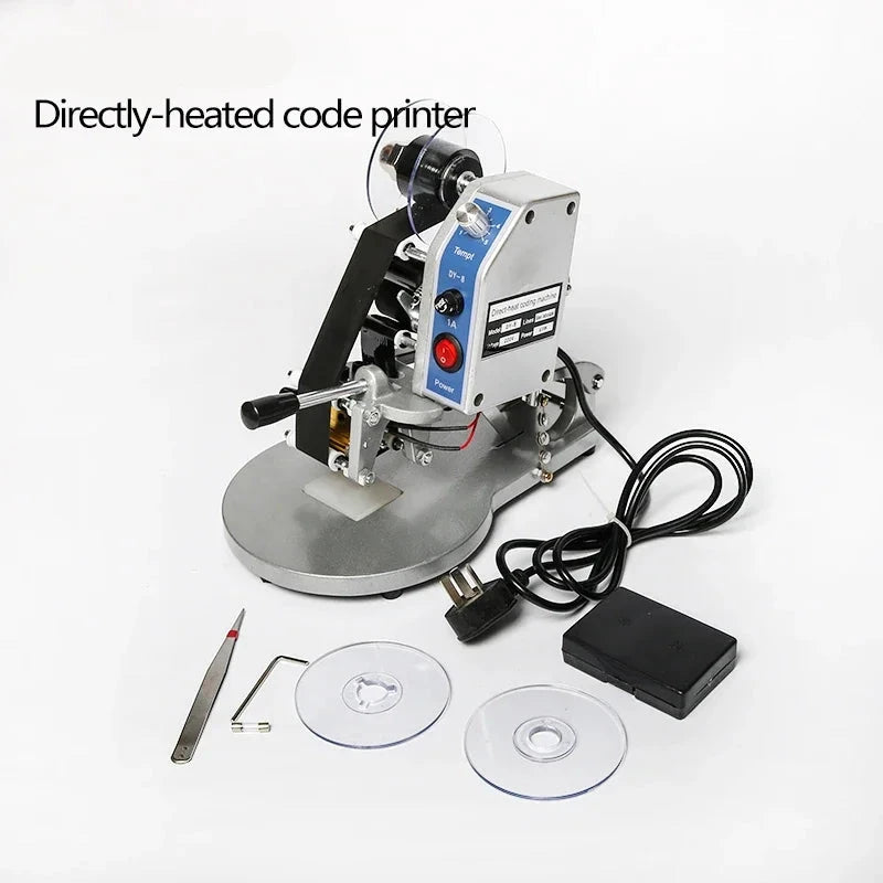 Manual Date Code Printer 100W Thermal Ribbon Batch Expiry Coding Machine with A-Z and 0-9 Characters