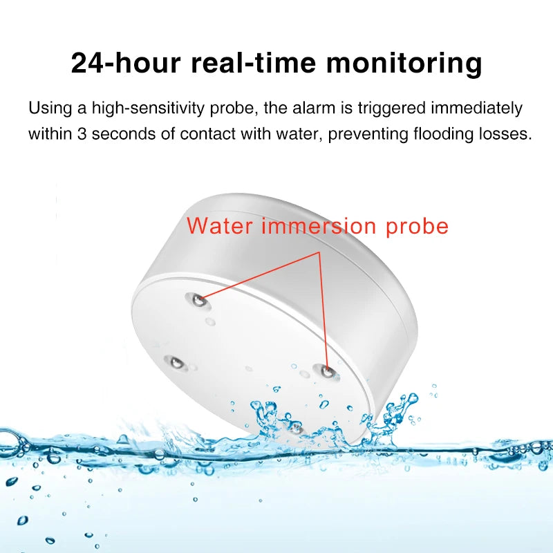 Smart WiFi Water Leak Detector 3 Pack with Hub 100dB Alarm App Alerts and IP55 Sensors
