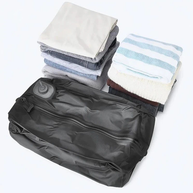 Portable Automatic Vacuum Compression Storage Bag with Built-In Pump Foldable Travel Packing Bag