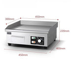 Electric Teppanyaki Grill Plate 2500W Stainless Steel Adjustable Flat Grill 45cm x 30cm