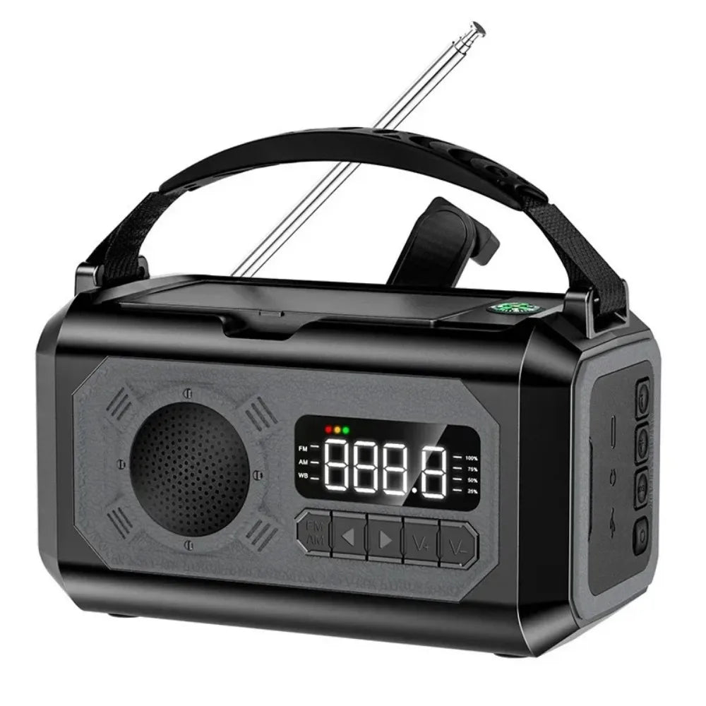 Rechargeable Solar Emergency Radio 12000mAh Portable AM FM Radio with Hand Crank Flashlight and Lamp
