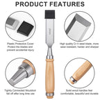 Professional 4PCS Wood Carving Chisels Set 6–24mm Ergonomic Handles for Woodworking DIY Craft Tools