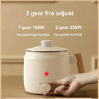 Portable Electric Hot Pot Cooker 1.2L with Steamer Dual Power 180W 350W for Noodles Soup Rice