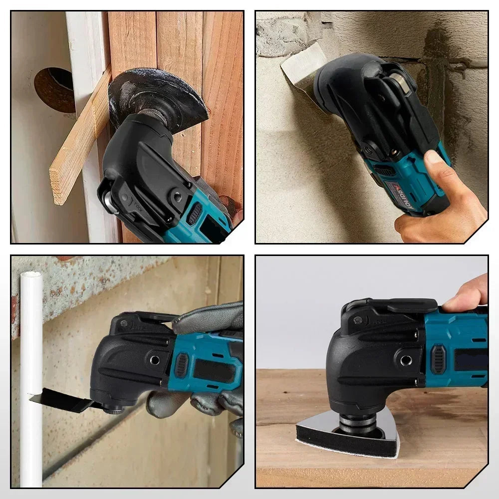 Cordless Oscillating Multi Tool 600W Variable Speed Cutter Trimmer Kit with 22 Accessories and Batteries