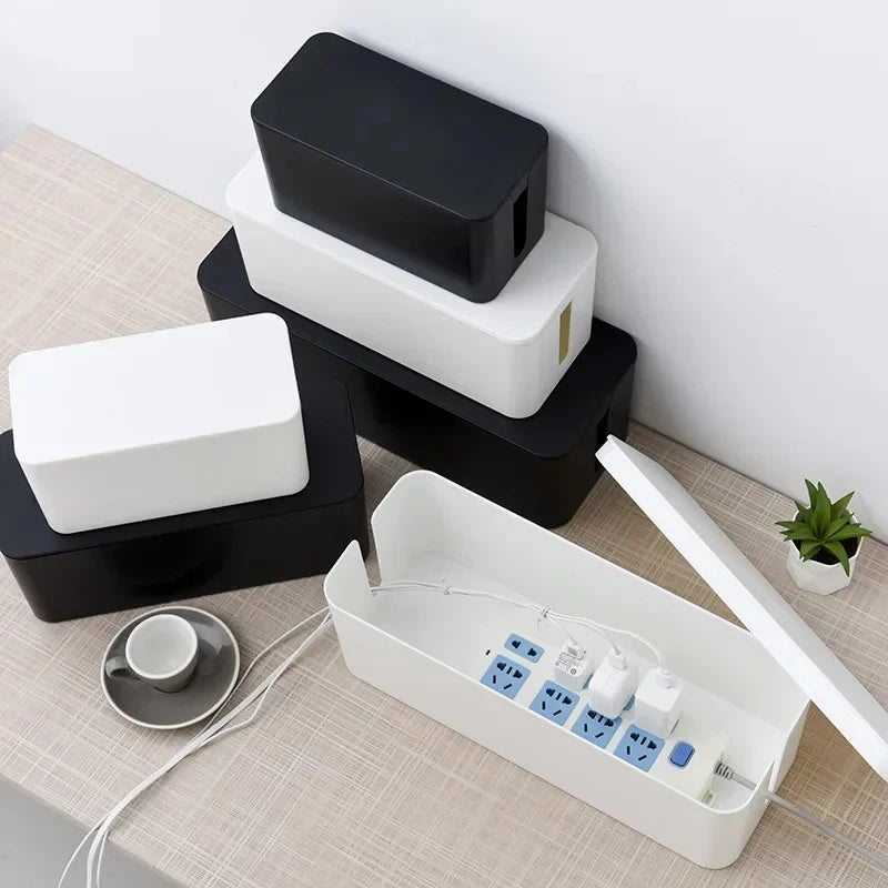 Cable Management Storage Box 32.1cm Plastic Power Board Organizer for Home and Office
