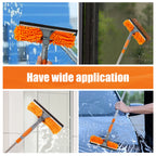 100-420cm Telescopic Window Cleaning Kit 2-in-1 Double Sided Squeegee & Duster Mop