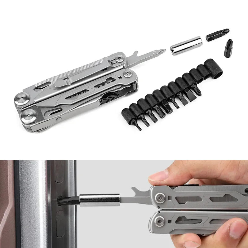 Heavy Duty Folding Multi Tool Pliers with Knife and Cutter Portable Outdoor Utility Tool