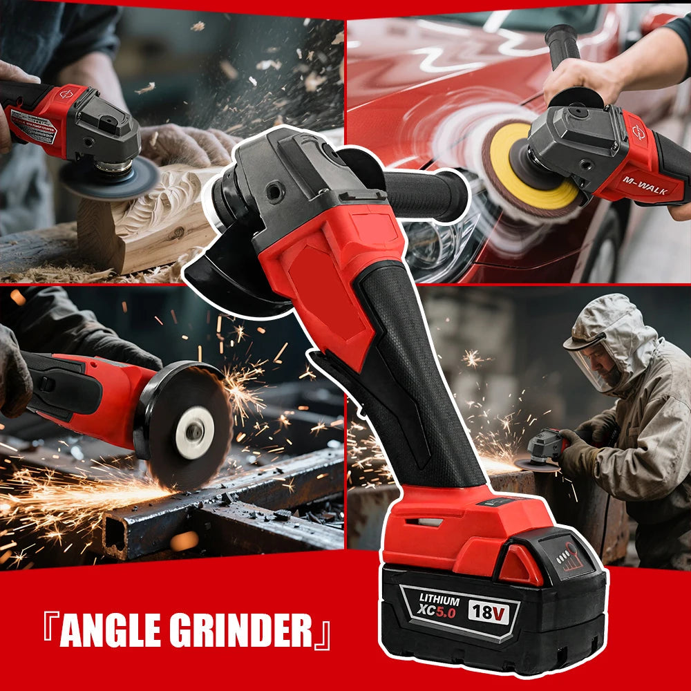 Heavy Duty 125mm Brushless Angle Grinder for 18V Battery Pin Cordless Grinding and Cutting Tool
