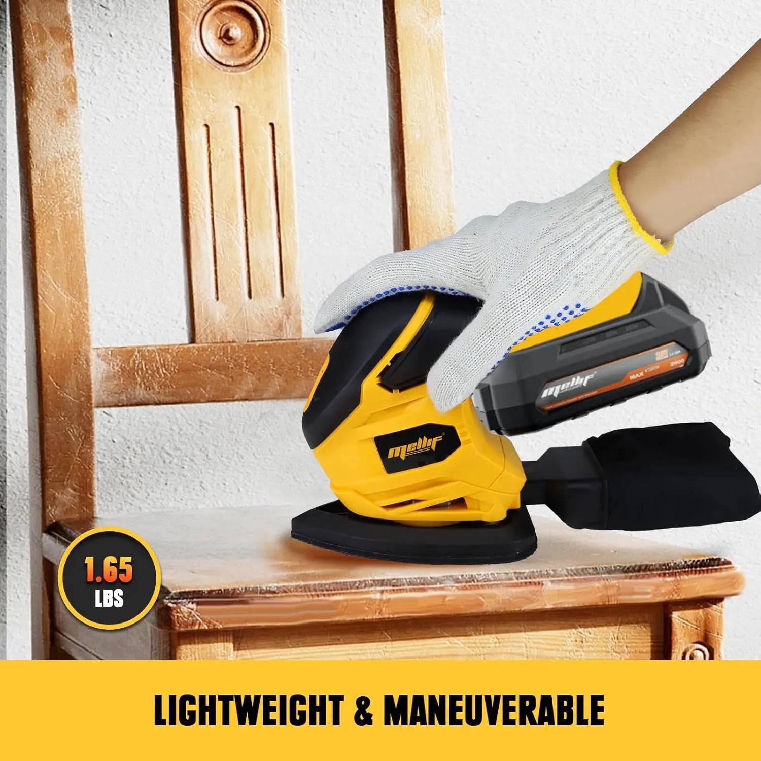 Cordless Brushless Detail Sander Compatible with 18V 20V Battery Compact Electric Sander with Dust Collector