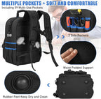 Heavy Duty Tool Backpack with Padded Shoulder Straps and Removable Tool Organizer