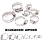 60pcs Stainless Steel Hose Clamps Adjustable 0.8–3.8cm Pipe Clips Set
