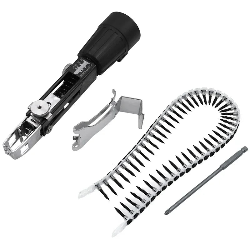 Automatic Chain Screw Gun Adapter for Electric Drill with Screw Chain and Adjustable Depth Control