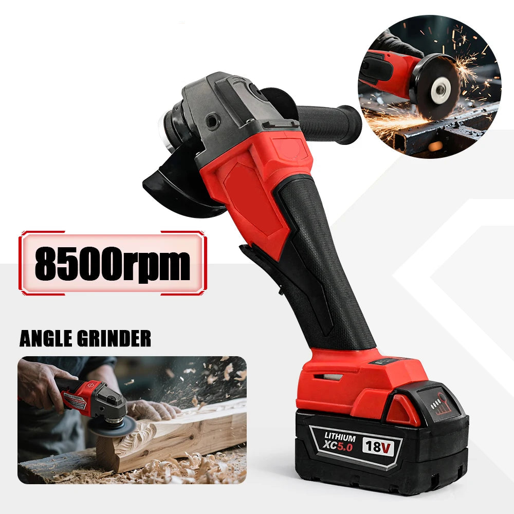 Heavy Duty 125mm Brushless Angle Grinder for 18V Battery Pin Cordless Grinding and Cutting Tool