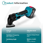 Cordless Oscillating Multi Tool 600W Variable Speed Cutter Trimmer Kit with 22 Accessories and Batteries