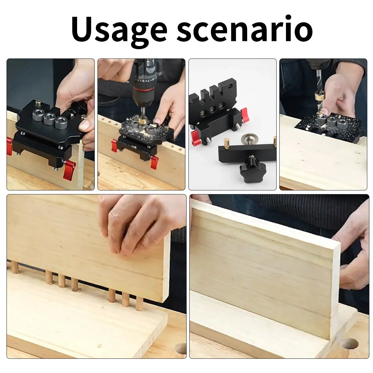 Self-Centering Doweling Jig Kit for Woodworking with Drill Guides and Panel Joiner Tool