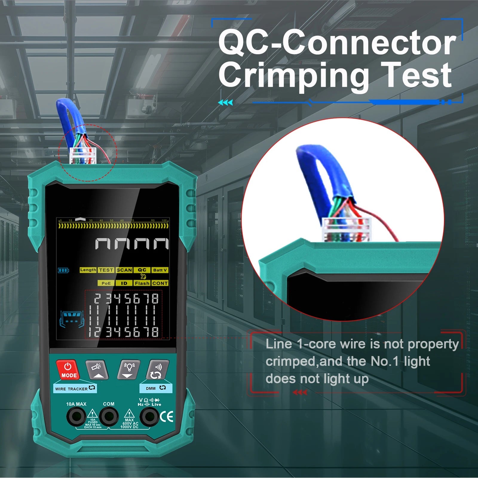 Network Cable Tester and Wire Tracker with Color Display POE Detection Breakpoint Testing and 7 ID Modules