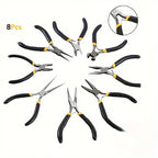 Heavy Duty 8 Piece Steel Pliers Tool Set with Needle Nose Pliers, Wire Cutters and Scissors for Repairs