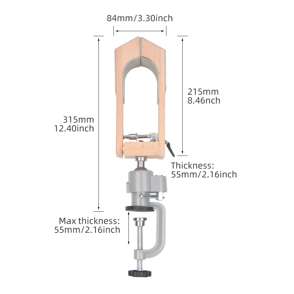 Leather Stitching Pony 360 Degree Rotating Wooden Sewing Clamp with Desktop Mount for Leathercraft