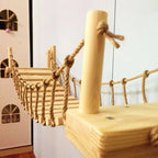 Wall Mounted Cat Climbing Bridge 100 cm Pine Wood and Sisal Rope Ladder with Platforms