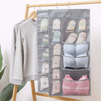 Foldable Hanging Storage Organizer Double Sided Wardrobe Bag for Underwear and Socks