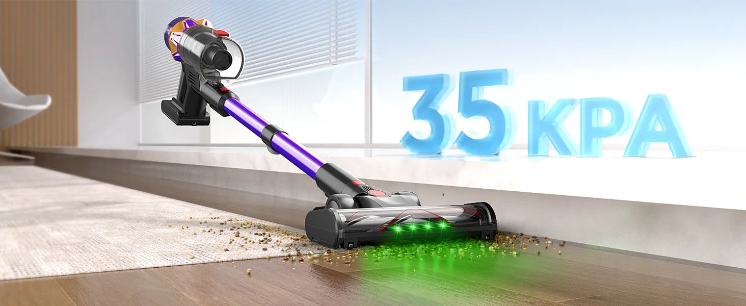 Cordless Stick Vacuum Cleaner 550W with HEPA Filter LCD Display Anti Tangle Brush and 60min Battery