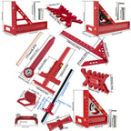Multi Angle Woodworking Square and Marking Tool Set with Storage Case 10 Piece Layout Kit