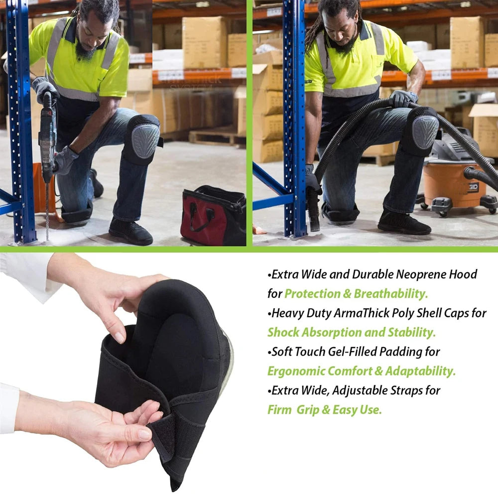 Knee Pads Heavy Duty Gel and EVA Foam Cushioned Work Knee Pads with Adjustable Straps Pair