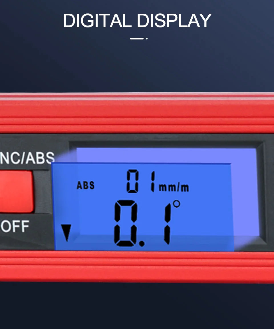 Heavy Duty 400mm Digital Spirit Level Angle Finder with LED Display and Aluminium Measuring Ruler