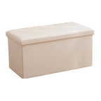 Foldable PU Leather Storage Ottoman Stool 76cm Toy Clothes Organizer Bench for Living Room Bedroom