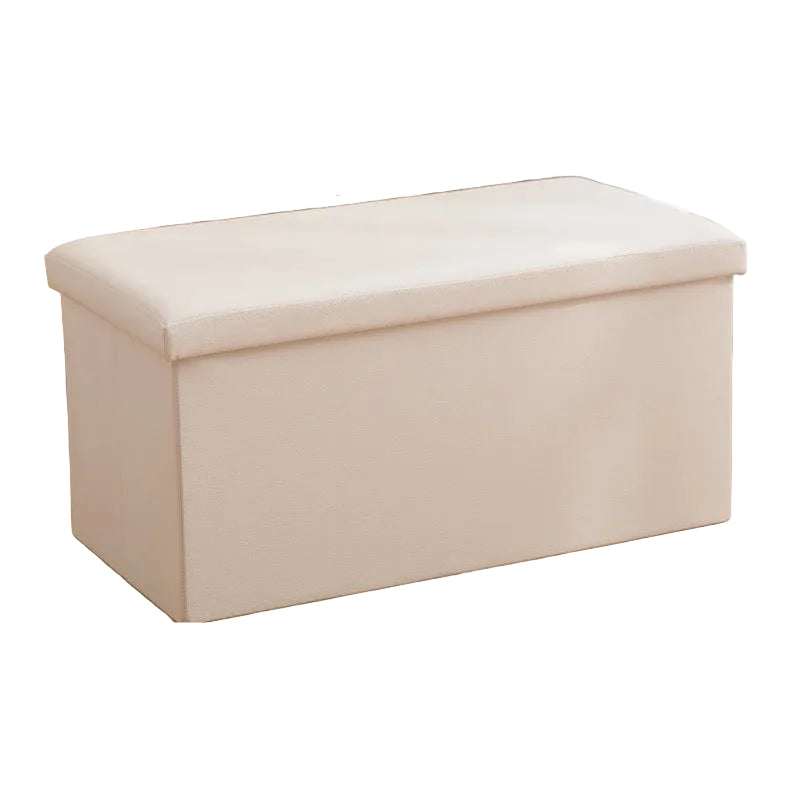 Foldable PU Leather Storage Ottoman Stool 76cm Toy Clothes Organizer Bench for Living Room Bedroom