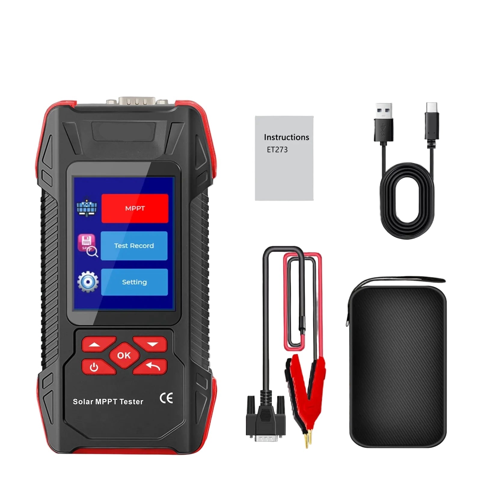 Rechargeable Solar Panel Tester with 3.2 Inch Display and MPPT Curve Analysis for Photovoltaic System Testing