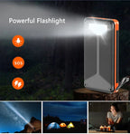 Portable 20000mAh Solar Power Bank with Wireless Charging LED Display and Dual USB Output
