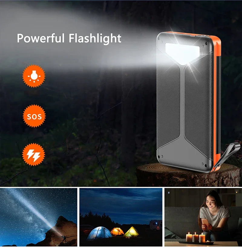 Portable 20000mAh Solar Power Bank with Wireless Charging LED Display and Dual USB Output