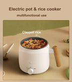 Portable Electric Hot Pot Cooker 1.2L with Steamer Dual Power 180W 350W for Noodles Soup Rice