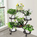 6 Tier Metal Plant Stand with Wheels 6 Pot Holder Rack for Indoor Outdoor Balcony Garden