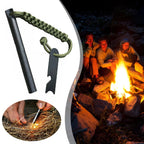 Portable Ferrocerium Fire Starter Rod Set 2PCS 15cm Flint with Striker and Paracord Outdoor Tool
