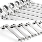 Metric Ratcheting Spanner Wrench Set Flexible Head Gear Ring Combination Wrenches with Canvas Bag
