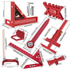 10 Pcs Woodworking Square Kit with Box, Aluminum Scribeing Ruler,Center Finder,Circular Drawing Compass,Honing Guide,Height Gauge