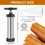 Stainless Steel Churro Maker Kit with 3 Nozzles Reusable Piping Bag Filling Tools and Cleaning Brushes
