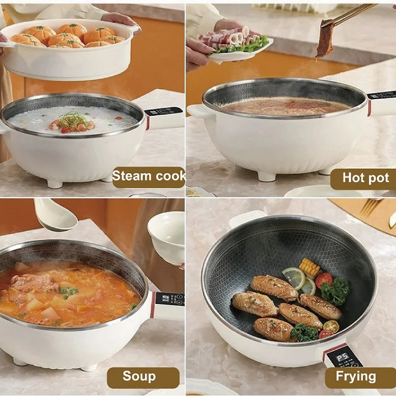 Electric Hot Pot 4.5L 1350W Non-Stick Multi-Function Cooking Pot with Steamer 220-240V