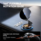 Portable Magnetic Car Phone Mount with 15W Wireless Charging and 360° Adjustable Rotation