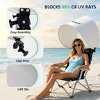 Clip-On Chair Sunshade Foldable Adjustable Canopy for Beach Camping Fishing and Outdoor Use