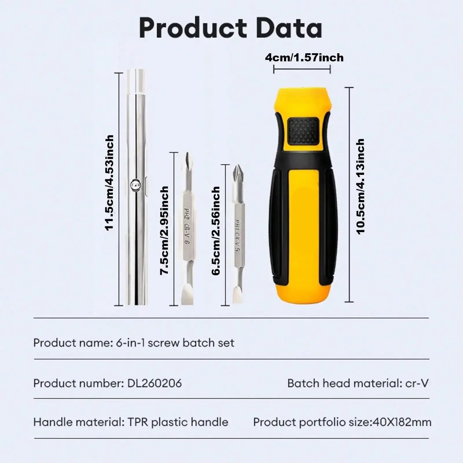 6-in-1 Multi-Bit Ratcheting Screwdriver with Phillips, Slotted Bits & Nut Driver Portable Repair Tool