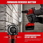 Heavy Duty Cordless Brushless Electric Impact Drill with LED Light Rechargeable Power Tool for DIY Use