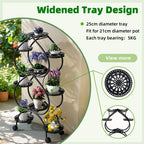 6-Tier Heart-Shaped Plant Stand with Wheels Metal Flower Rack for Indoor Outdoor Use
