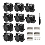 10-Piece Push Button Cabinet Lock Set Zinc Alloy Furniture Door Latches Black