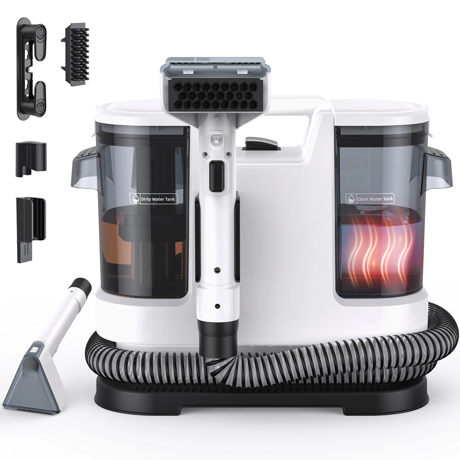 Handheld Carpet Cleaner 800W Hot Water Cleaning Machine for Sofa Rugs Car Interior 1.75L Tank