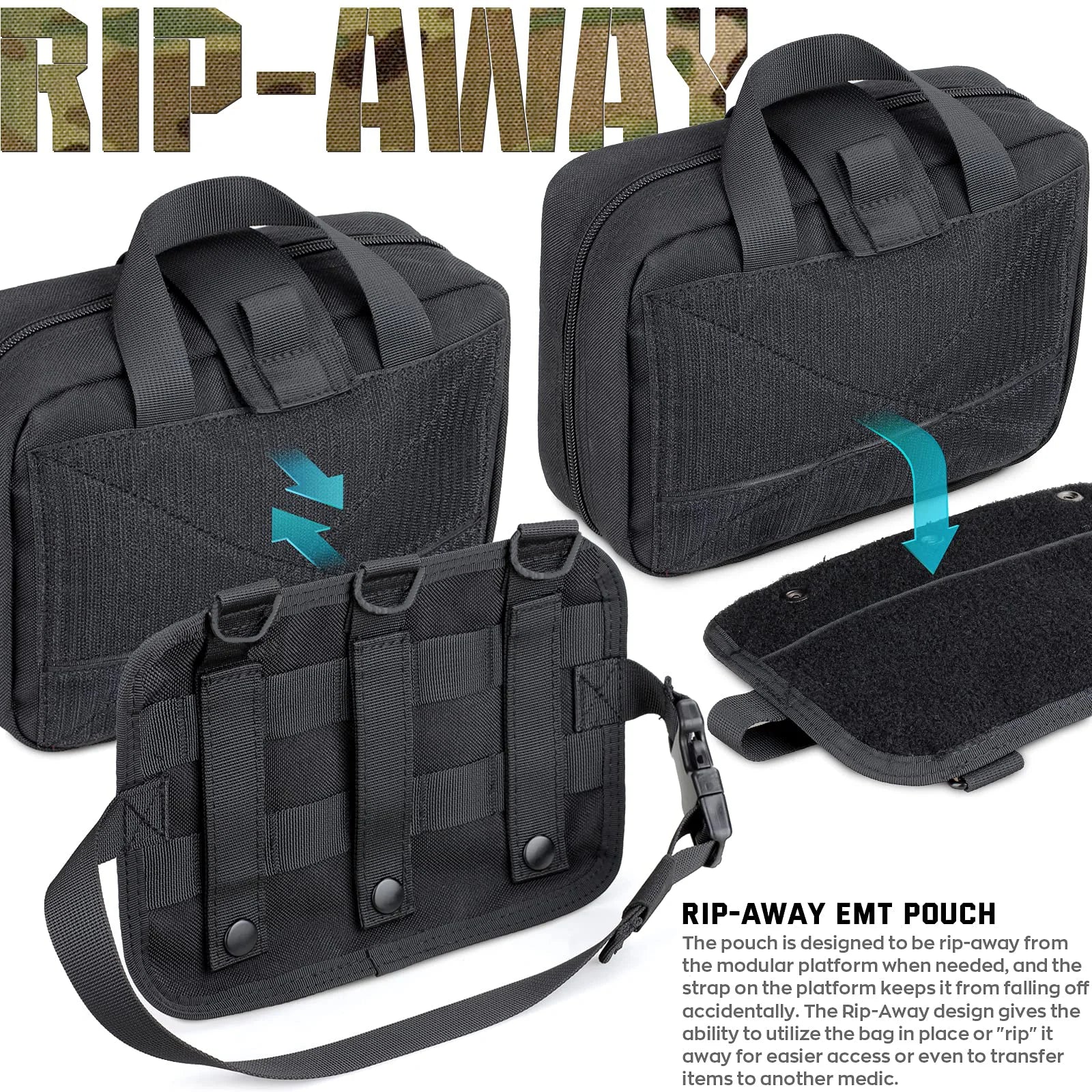 Large Capacity Molle Tactical Utility Pouch with Quick Release Multi Compartment Storage Bag