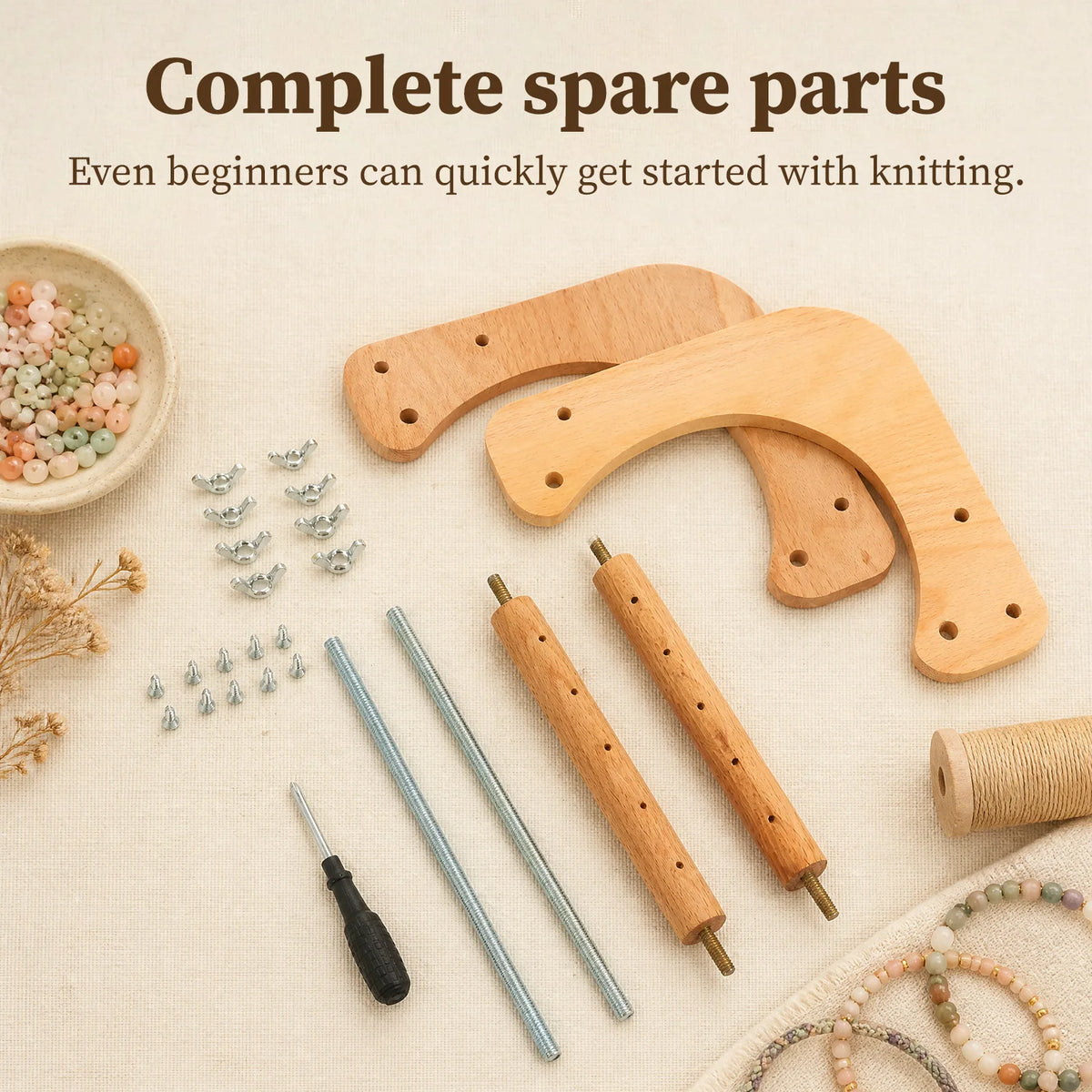 Adjustable Wooden Bead Loom Handcraft Weaving Tool for Bracelet and Jewelry Making