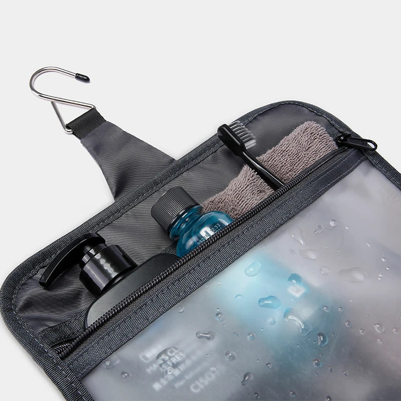 Hanging Toiletry Bag Waterproof 1680D Oxford Travel Cosmetic Organizer with Multiple Compartments and Hook Black